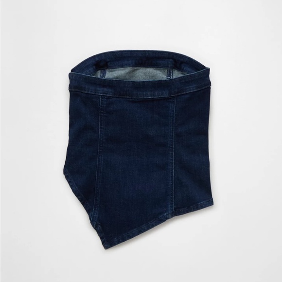 NWT American Eagle Asymmetrical Denim Corset Tube Top.  Size Large - Picture 4 of 7